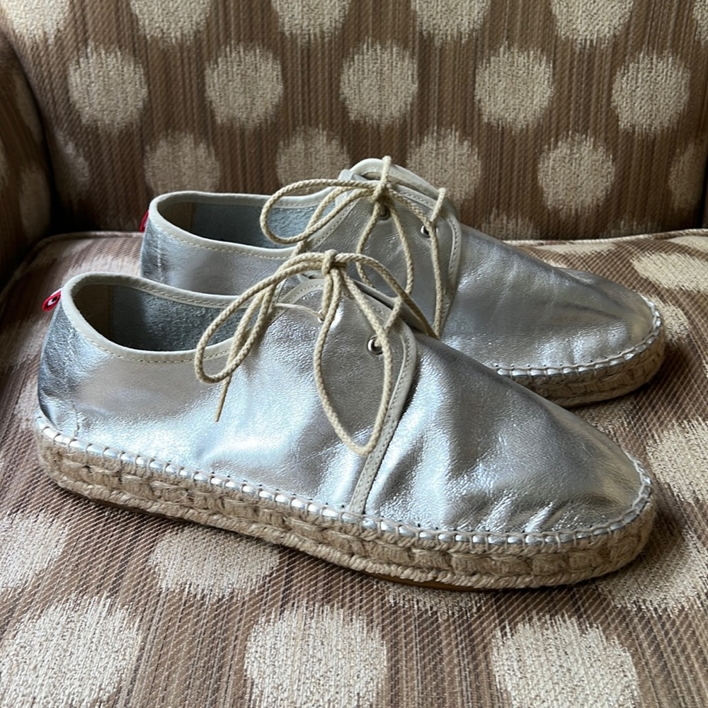 Cuple silver leather espadrille sneaker  blucher 41